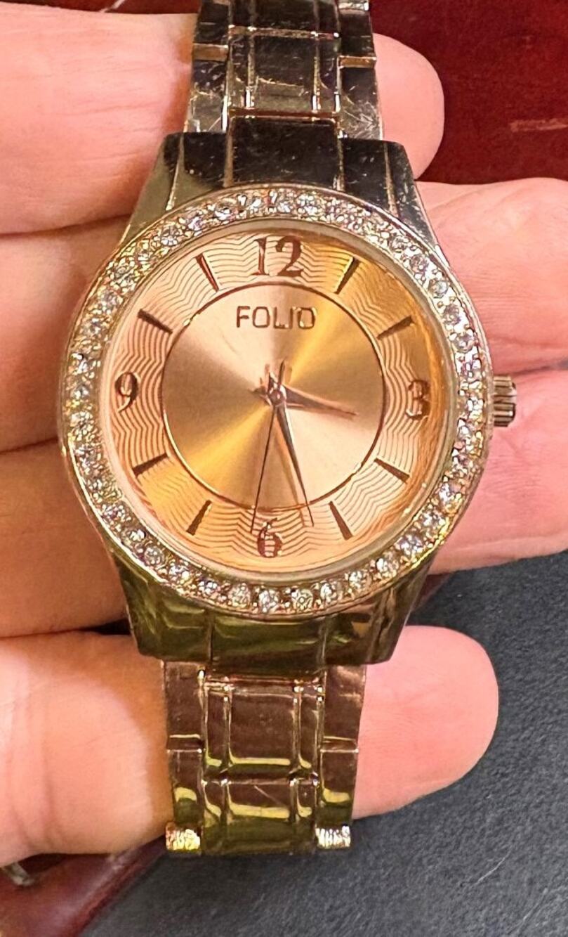 Women's 38mm Rose Gold Tone Folio Watch, Crystal Accents